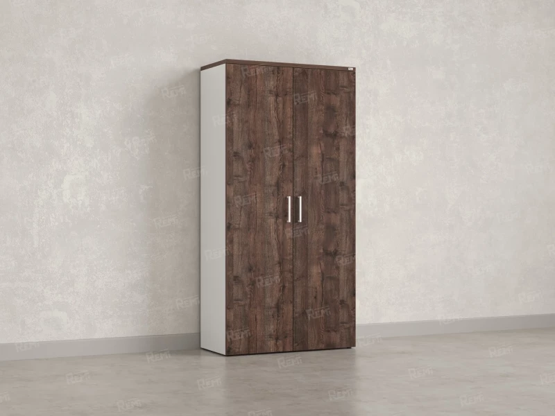 Шкаф распашной, регулируемые опоры, 5 уровней 900x420x1800 RM153-90x41 Дуб Апрельский шоколад/Белый