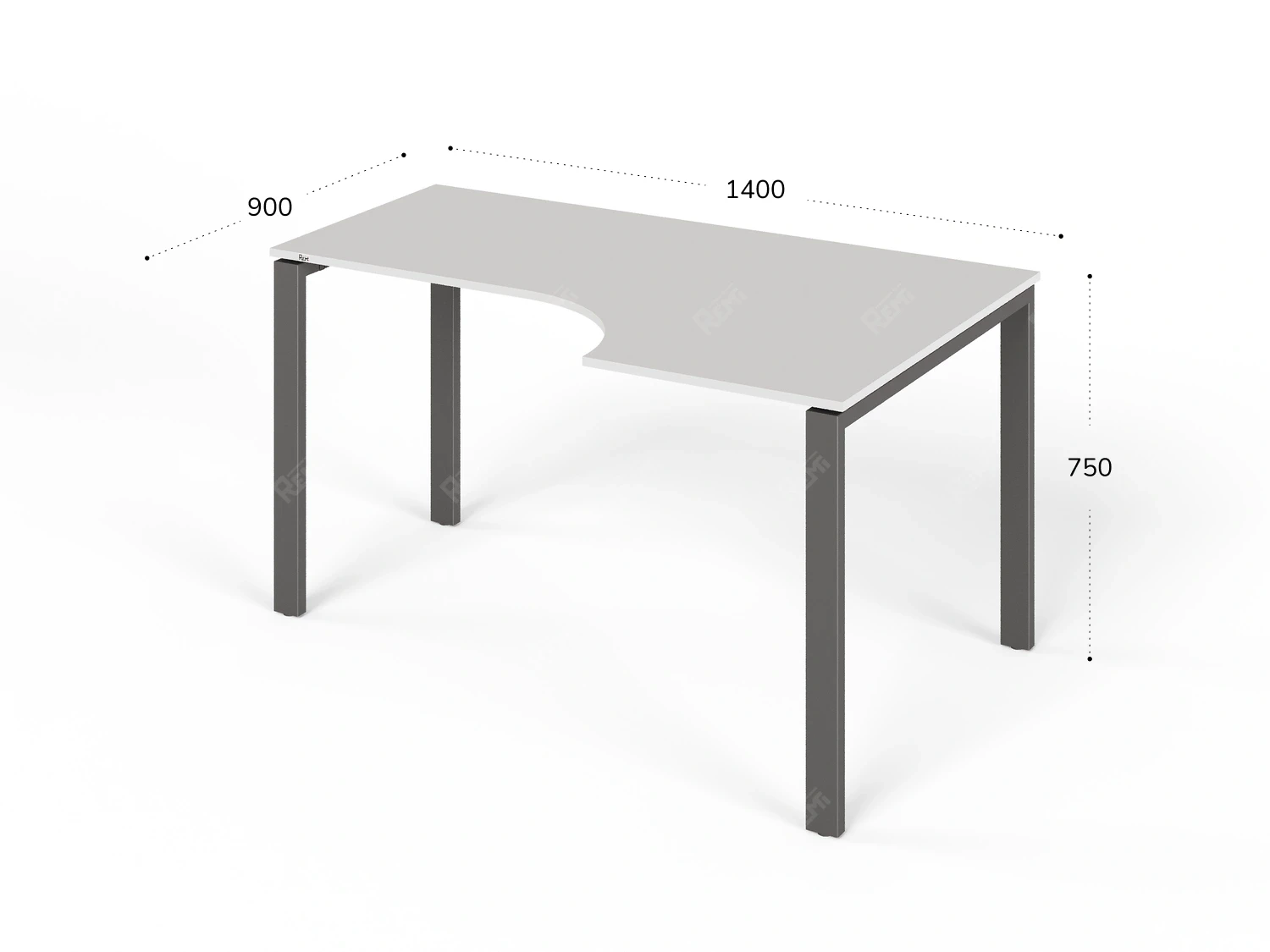 Угловой стол RLG016 140x90x75 Белый, Серия ЛАЙТ | LIGHT