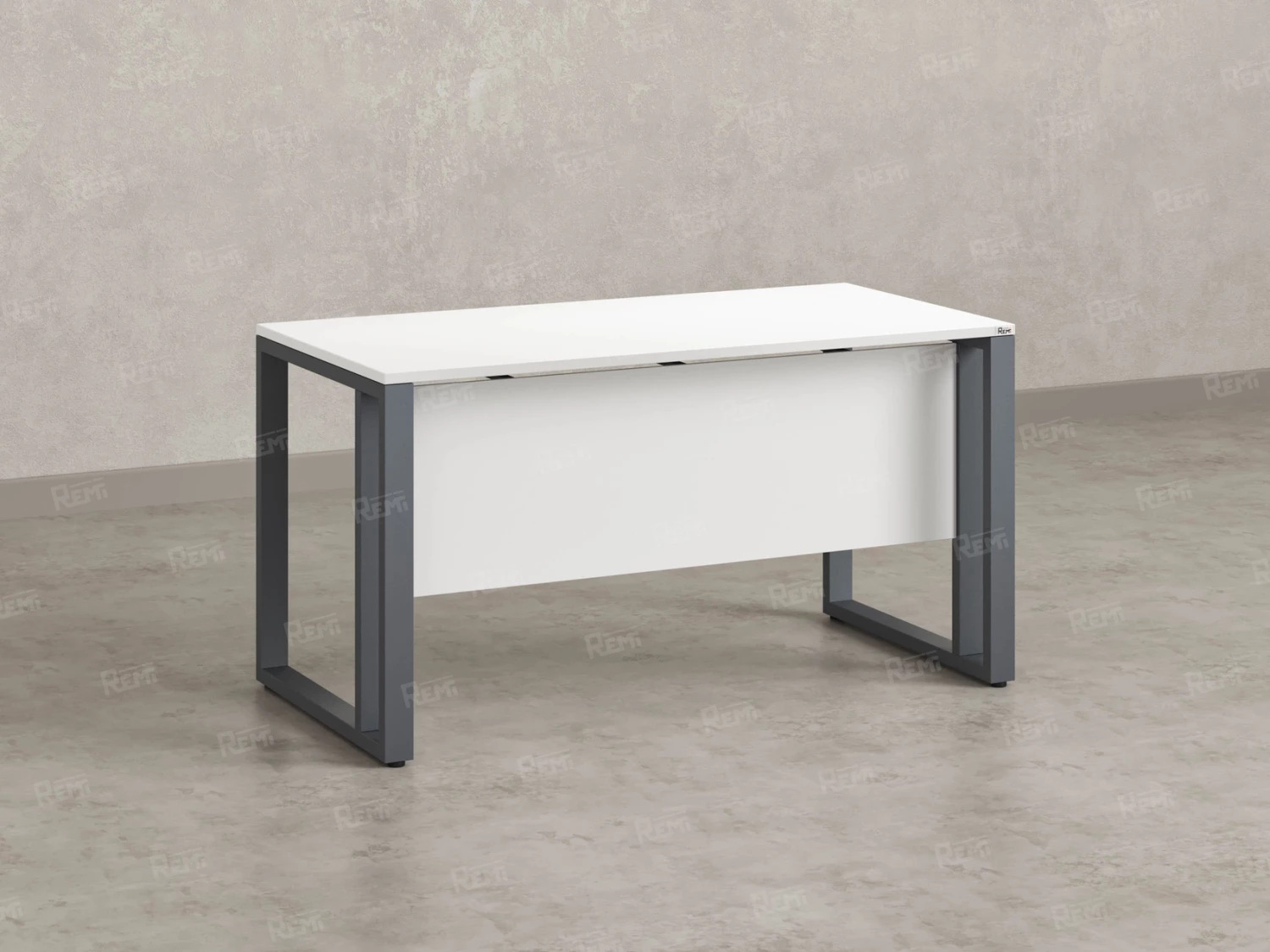 Стол прямой на О-образных опорах с экраном ЛДСП 1200x800x750 RM041-12x8 Белый/Серый
