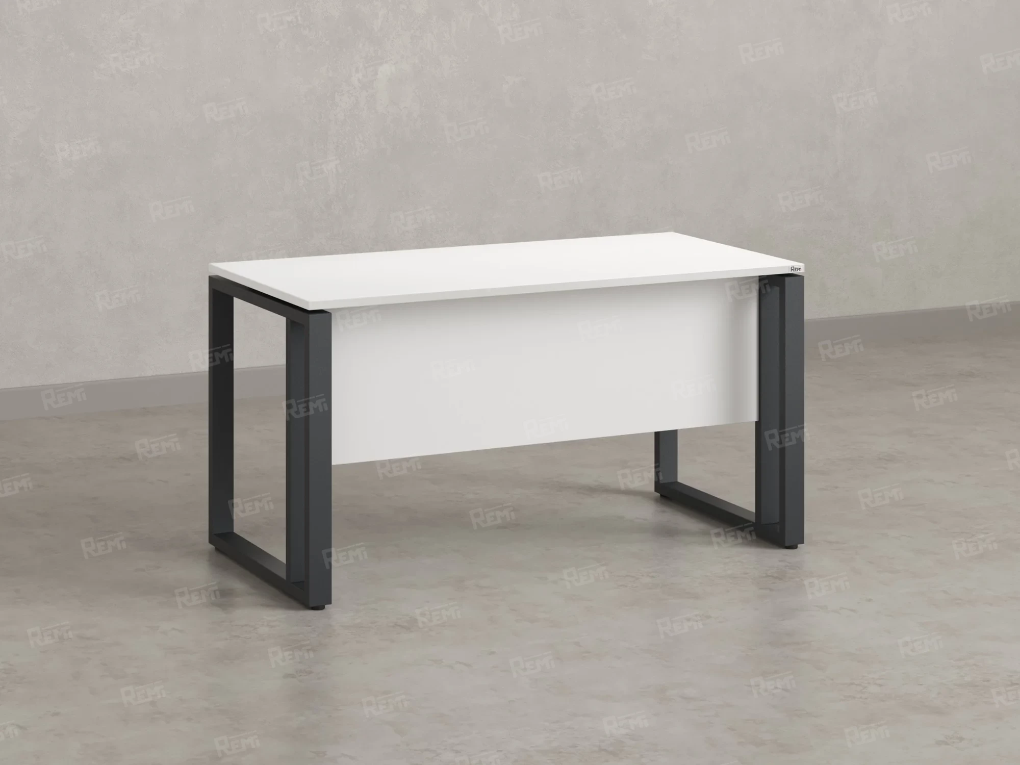 Стол прямой на О-образных опорах с экраном ЛДСП 1200x800x750 RM041-12x8 Белый/Серый