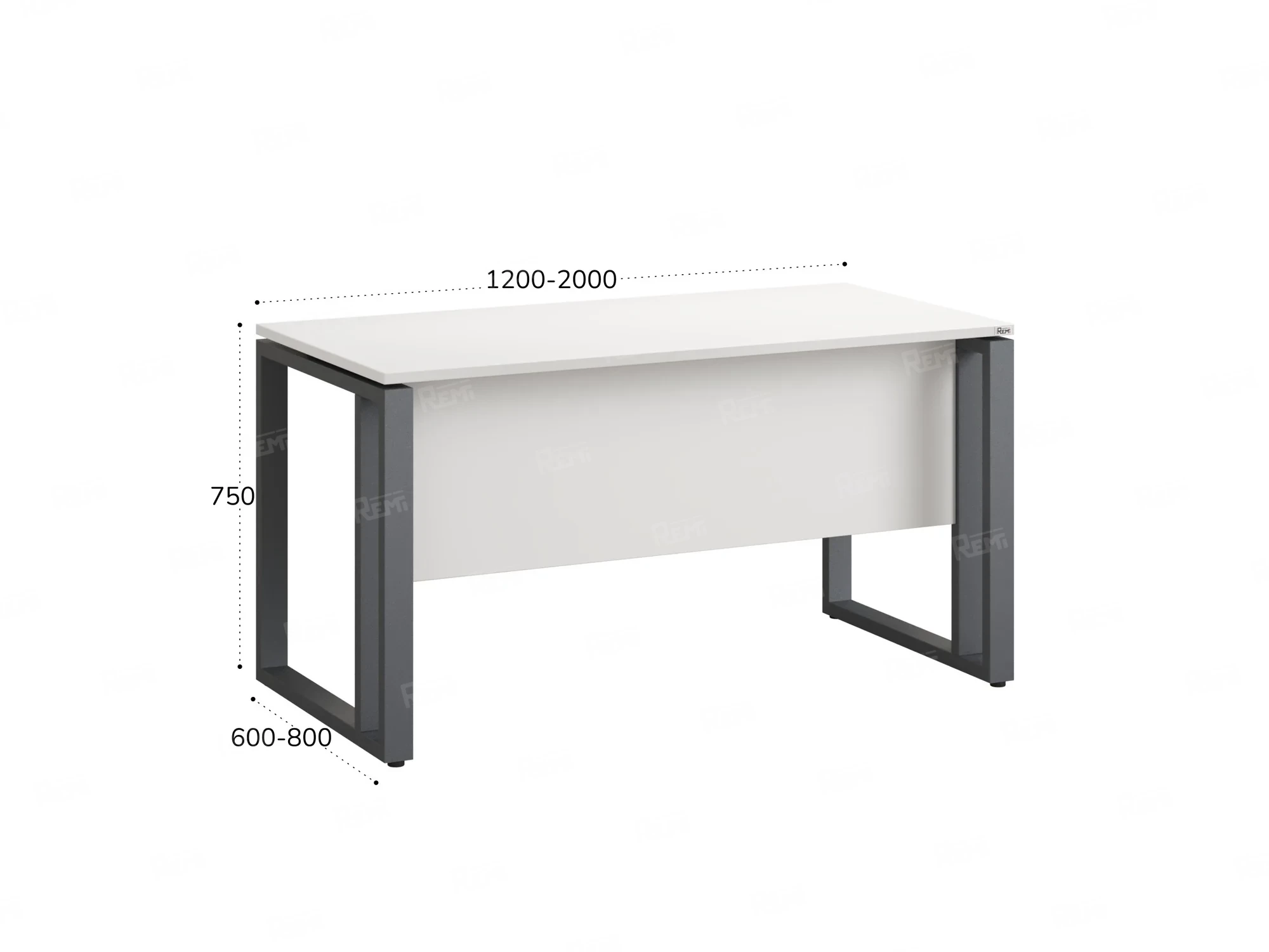 Стол прямой на О-образных опорах с экраном ЛДСП 1200x800x750 RM041-12x8 Белый/Серый