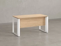 Стол прямой на О-образных опорах с экраном ЛДСП 1600x900x750 RM041-16x9 Вяз Швейцарский светлый/Белый