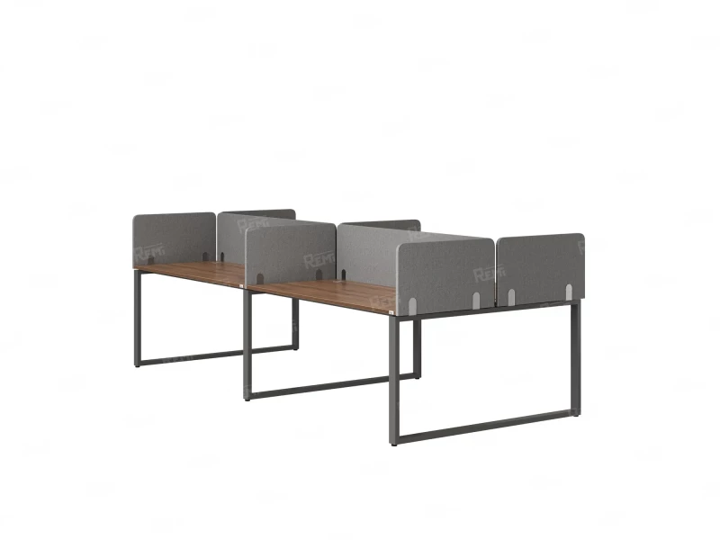 Бенч-система, 4 рабочих места, на О-образных опорах, 8 тканевых экранов 2400x1200x750 RM170-1-12x12 Дуб Юстус/Серый