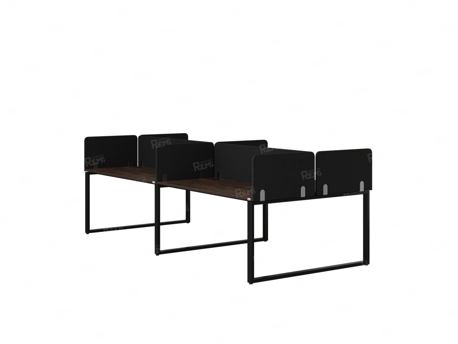 Бенч-система, 4 рабочих места, на О-образных опорах, 8 тканевых экранов 3200x1400x750 RM170-1-16x14 Дуб Апрельский шоколад/Черный