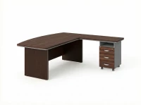 BRL RB071-160x200R Стол рук-ля угловой R с тумбой 3 ящика 1600х2000х760 Венге/Серый вулканический