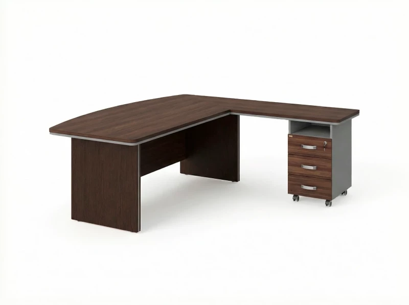 BRL RB071-160x200R Стол рук-ля угловой R с тумбой 3 ящика 1600х2000х760 Венге/Серый вулканический