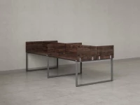 Бенч-система, 4 рабочих места, на О-образных опорах, 8 ЛДСП экранов 3200x1400x750 RM170-1-16x14 Дуб Апрельский шоколад/Серый