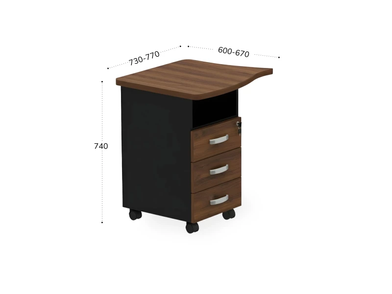 BRL RB089-73х60L Тумба приставная левая 730х600х740 Орех Вармия/Черный