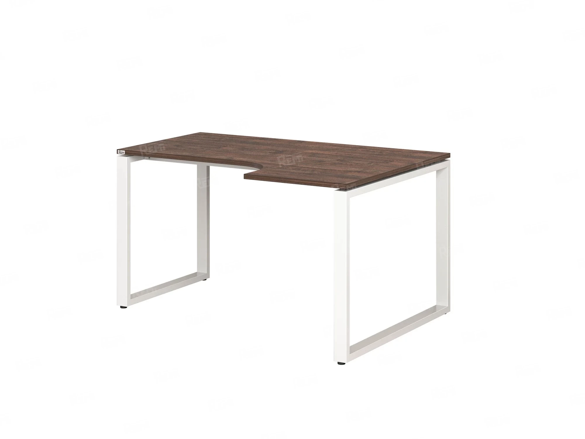 Стол угловой, О-опора, правый 1400x700/900x750, RM054-14x7-9 Дуб Апрельский шоколад/Белый