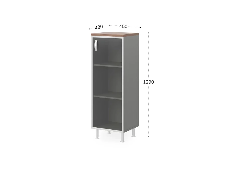 BRL RB050-45х43R Стеллаж-витрина стекло в раме R 450х430х1290 Орех Вармия/Серый вулканический