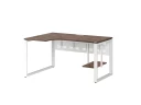 Стол угловой, экран металл, О-опора, левый 1600x700/900x750, RM056-16x7-9 Дуб Апрельский шоколад/Белый