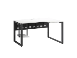 Стол угловой, экран металл, О-опора, правый 1400x600/900x750, RM057-14x6-9 Белый/Серый