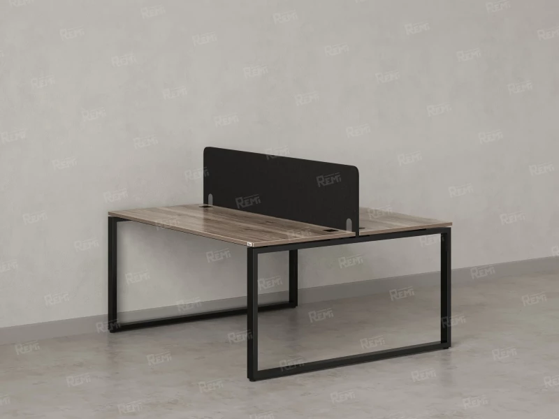 Бенч-система, 2 рабочих места, с одним тканевым экраном 1000x1400x750 RM169-1-10x14 Дуб Маувелла/Черный