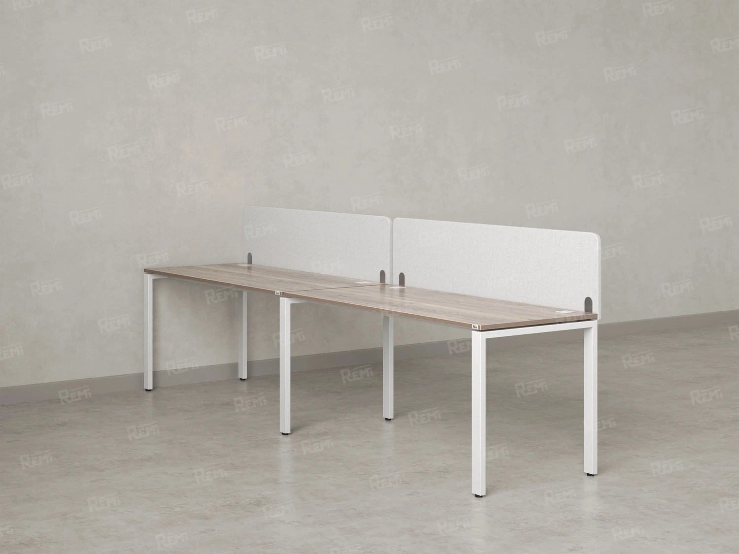 Бенч-система в 1 ряд, 2 рабочих места 2 тканевых экранов 2400x800x750 RM167-3-24x8 Дуб Маувелла/Белый