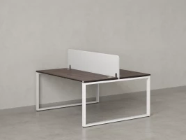 Бенч-система, 2 рабочих места, с одним тканевым экраном 1400x1600x750 RM169-1-14x16 Дуб Апрельский шоколад/Белый
