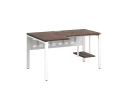Стол угловой, экран металл, П-опора, левый 1400x700/900x750, RM059-14x7-9 Дуб Апрельский шоколад/Белый