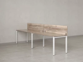 Бенч-система в 1 ряд, 2 рабочих места 2 ЛДСП экранов 3200x700x750 RM167-4-32x7 Дуб Маувелла/Белый