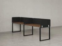 Бенч-система в 1 ряд, 2 рабочих места 5 тканевых экранов 2700x800x750 RM168-1-27x8 Дуб Юстус/Черный