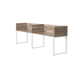 Бенч-система в 1 ряд, 2 рабочих места 5 ЛДСП экранов 2000x600x750 RM168-2-20x6 Дуб Маувелла/Белый