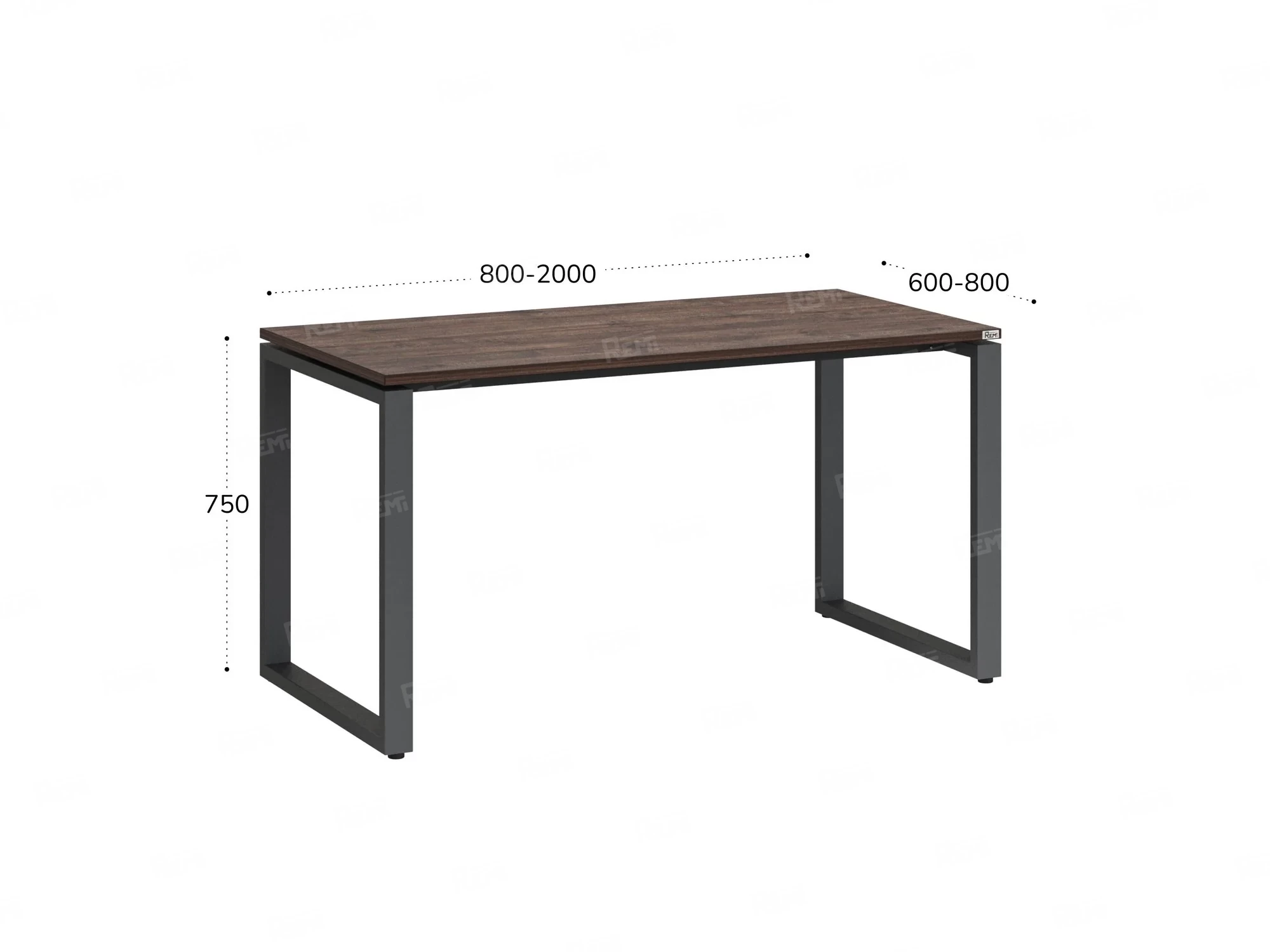 Стол прямой на O-образных опорах 2000x800x750 RM002-20x8 Дуб Апрельский шоколад/Серый