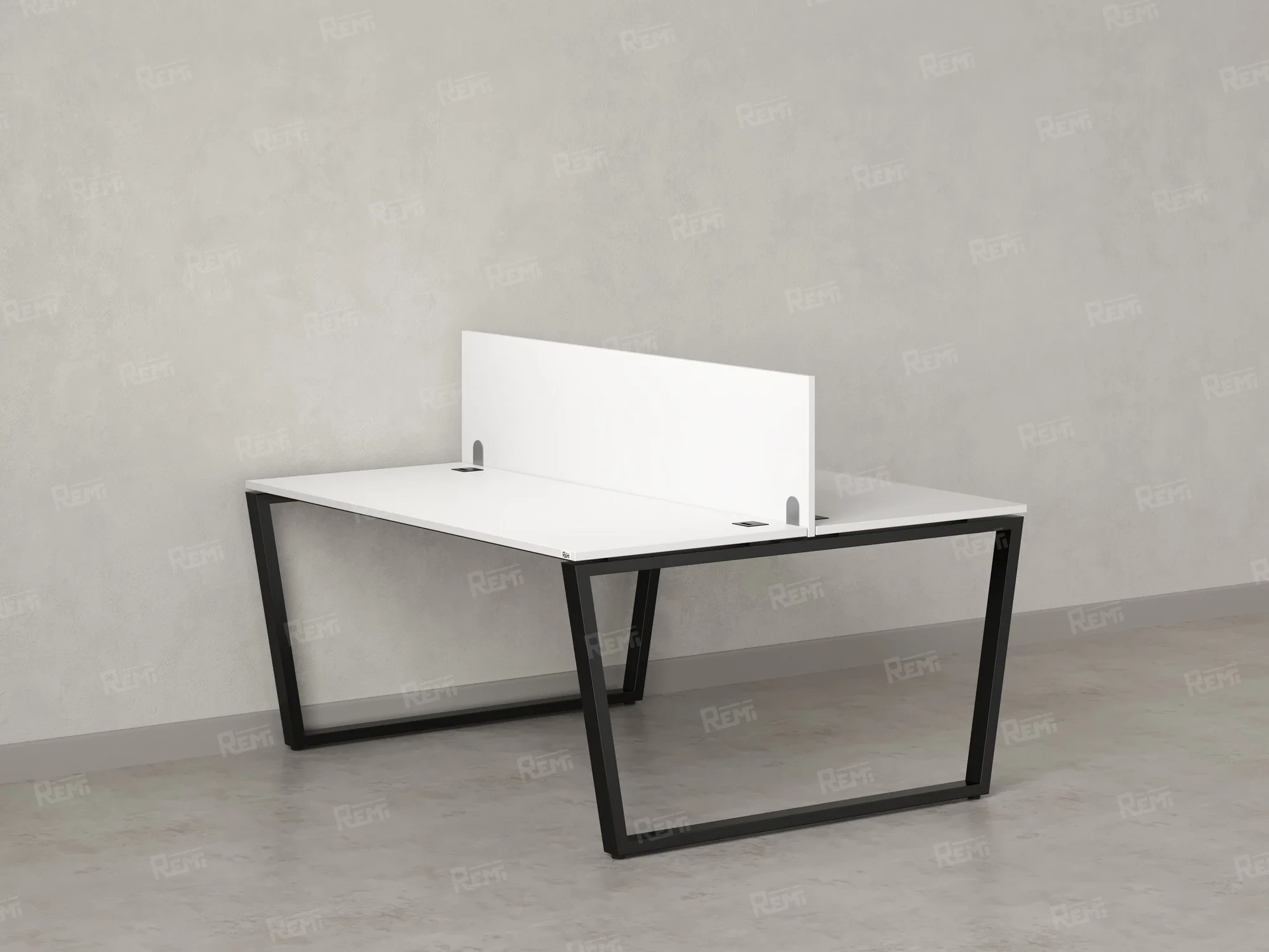 Бенч-система, 2 рабочих места, с одним экраном ЛДСП 1000x1200x750 RM172-2-10x12 Белый/Черный