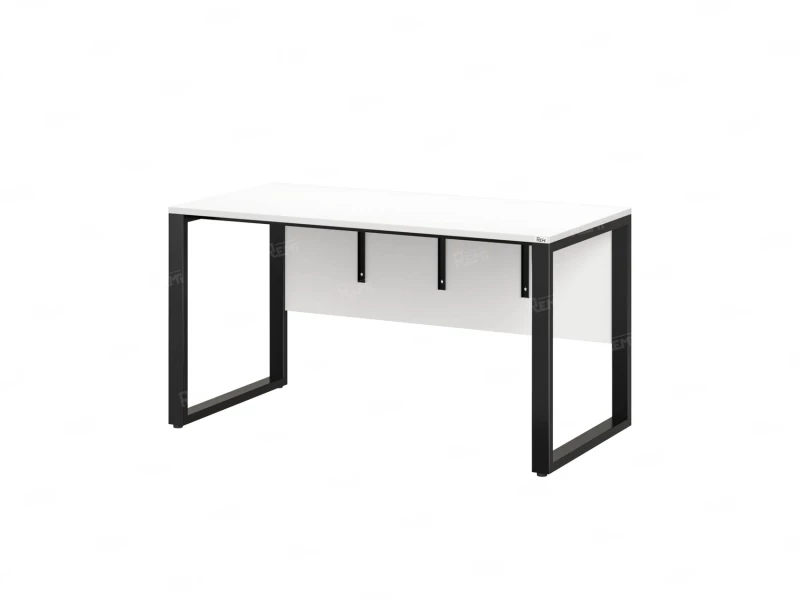 Стол прямой на О-образных опорах, экран ЛДСП 1000x700x750 RM006-10x7 Белый/Черный