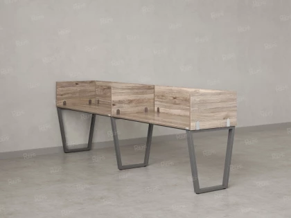 Бенч-система в 1 ряд, 2 рабочих места 5 ЛДСП экранов 2000x600x750 RM174-2-20x6 Дуб Маувелла/Серый