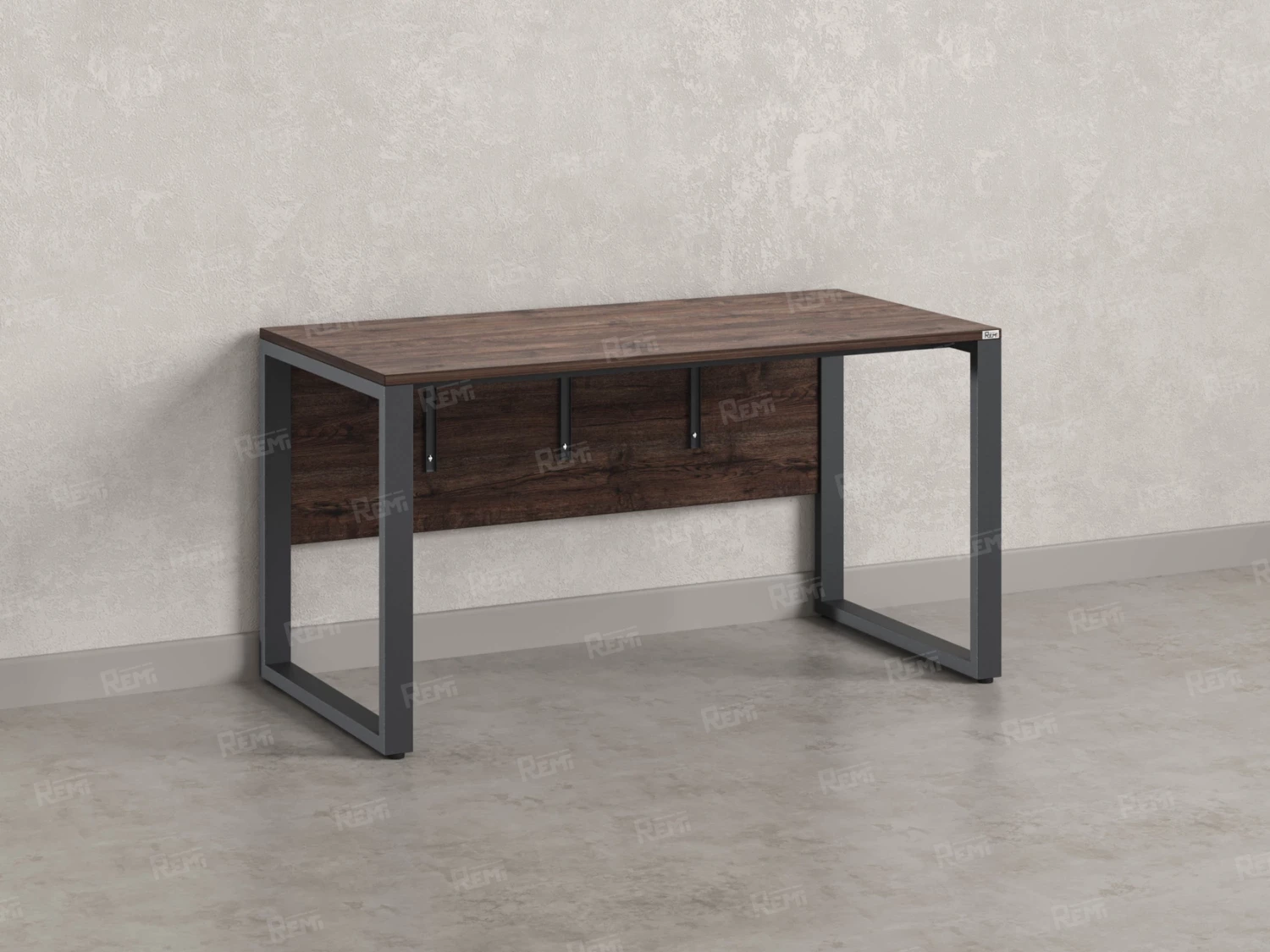 Стол прямой на О-образных опорах, экран ЛДСП 1800x800x750 RM006-18x8 Дуб Апрельский шоколад/Серый