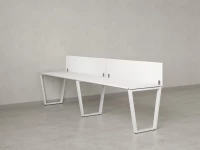 Бенч-система в 1 ряд, 2 рабочих места 2 ЛДСП экранов 2400x700x750 RM174-4-24x7 Белый/Белый