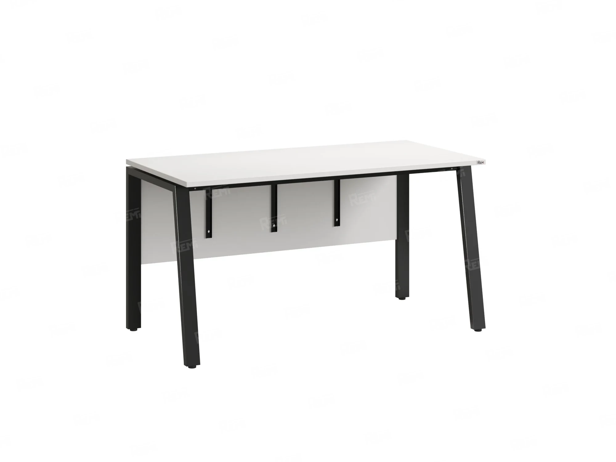Стол прямой, Л-опора, экран ЛДСП,парящая стол-ца 800x600x750 RM009-8x6 Белый/Черный