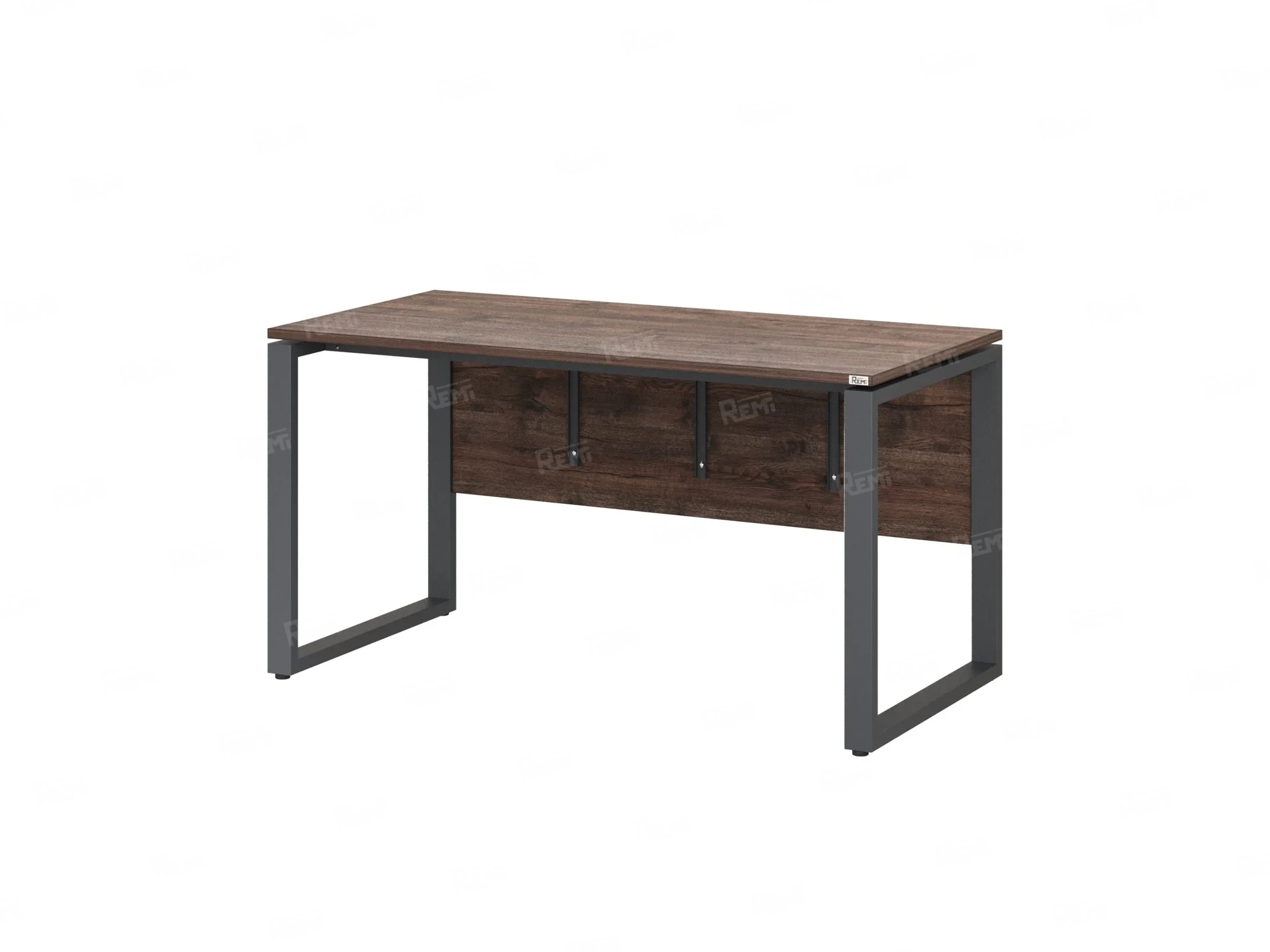 Стол прямой, О-опоры, экран ЛДСП,парящая стол-ца 1600x700x750 RM008-16x7 Дуб Апрельский шоколад/Серый