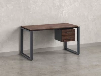 Стол прямой с подвесной тумбой 2 ящика, О-опора 1600x800x750 RM037-16x8 Дуб Апрельский шоколад/Серый