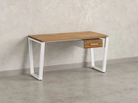 Стол прямой с подвесной тумбой, U-опора 2000x600x750 RM034-20x6 Дуб Юстус/Белый