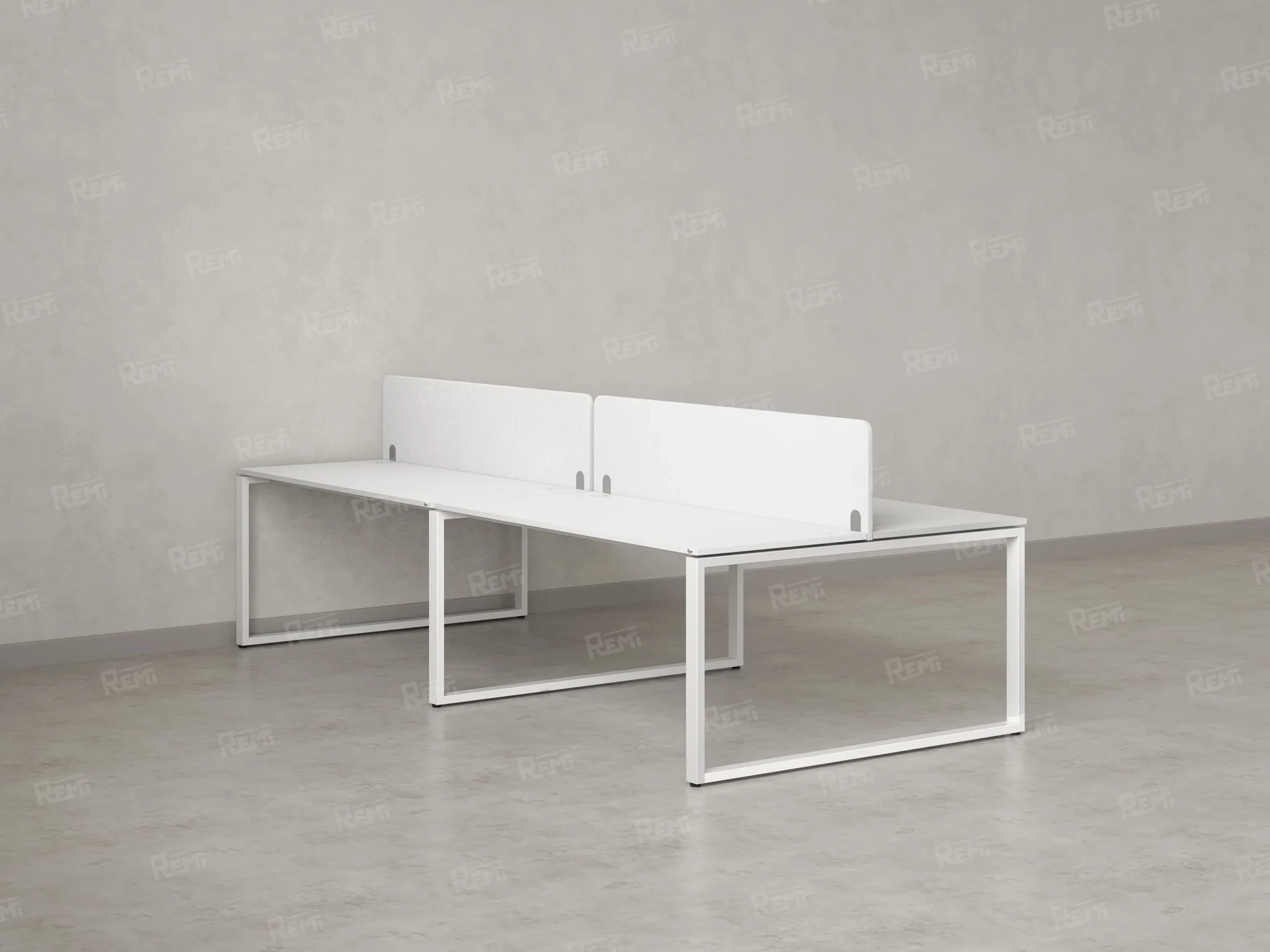 Бенч-система, 4 рабочих места, на О-образных опорах, 2 тканевых экранов 3200x1200x750 RM170-3-16x12 Белый/Белый