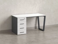 Стол прямой, с тумбой на U-образных опоре, левый 1800x700x750 RM100-18x7 Белый/Серый