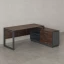 Стол прямой с тумбой R, ЛДСП экран, О-опора 1400x600x750 RM012R-14x6 Дуб Апрельский шоколад/Серый