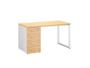 Стол прямой с тумбой на О-образных опоре, левый 1600x700x750 RM104-16x7 Вяз Швейцарский светлый/Белый