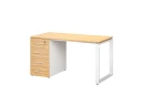 Стол прямой с тумбой на О-образных опоре, левый 1600x700x750 RM104-16x7 Вяз Швейцарский светлый/Белый