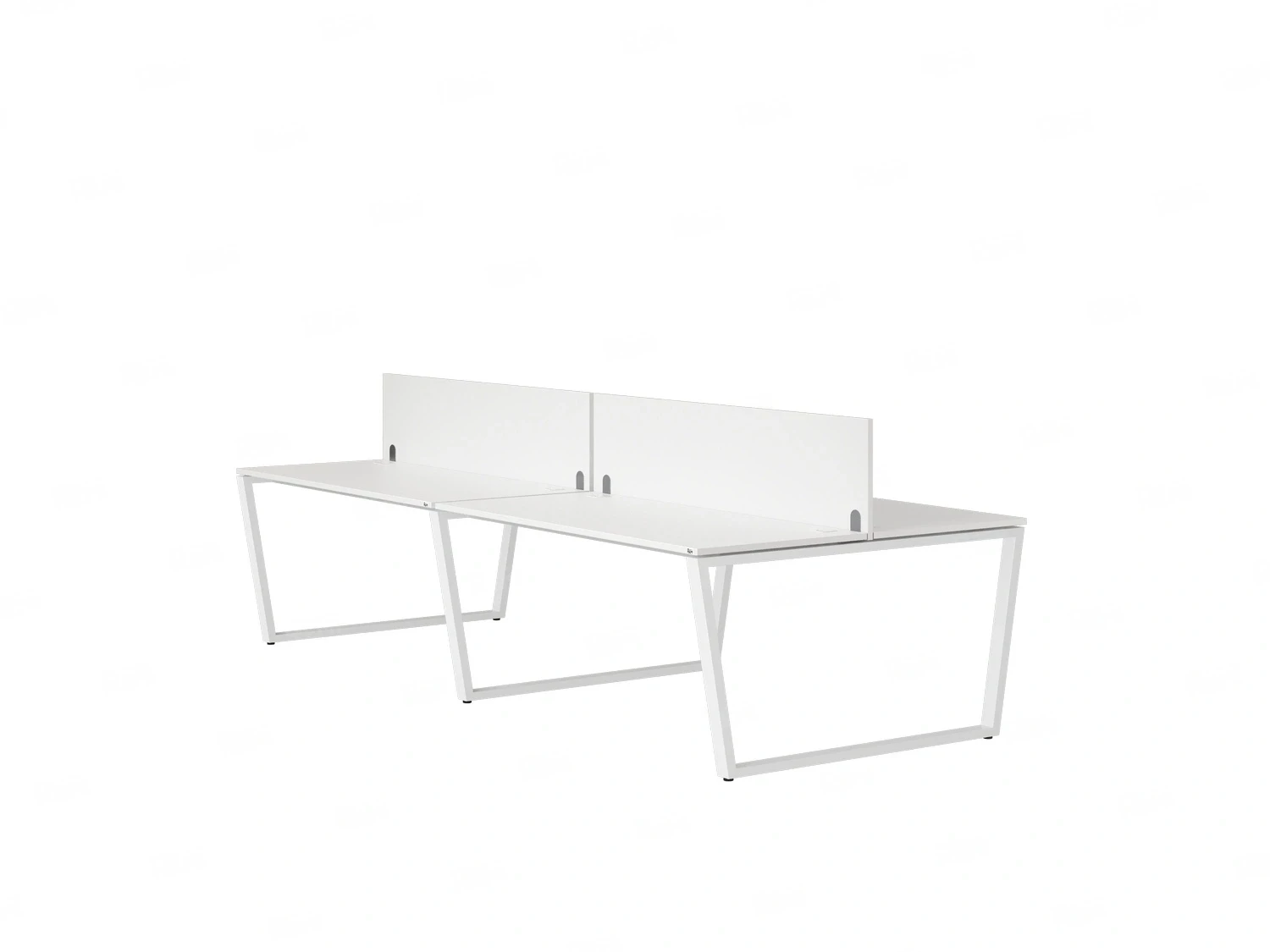 Бенч-система, 4 рабочих места, на U-образных опорах, 2 ЛДСП экранов 2400x1400x750 RM173-4-12x14 Белый/Белый