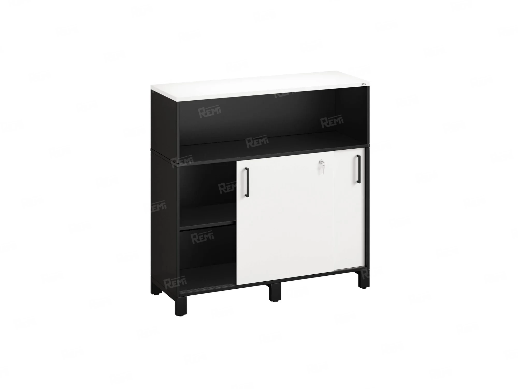 Шкаф-купе низкий, 2 полки с надстройкой 1200x420x1200 RM126-120x42 Белый/Черный