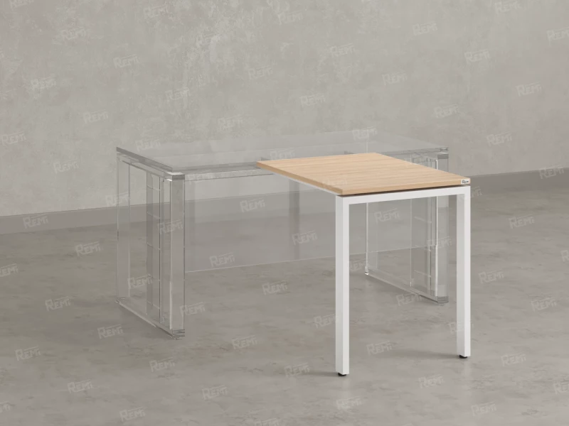 Брифинг прямой, с парящей столешнецей, на П-образном каркасе 900x800x750 RM070-9x8 Вяз Швейцарский светлый/Белый