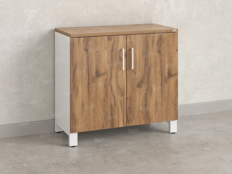 Шкаф низкий распашной, 2 уровня 900x420x850 RM147-90x42 Дуб Юстус/Белый