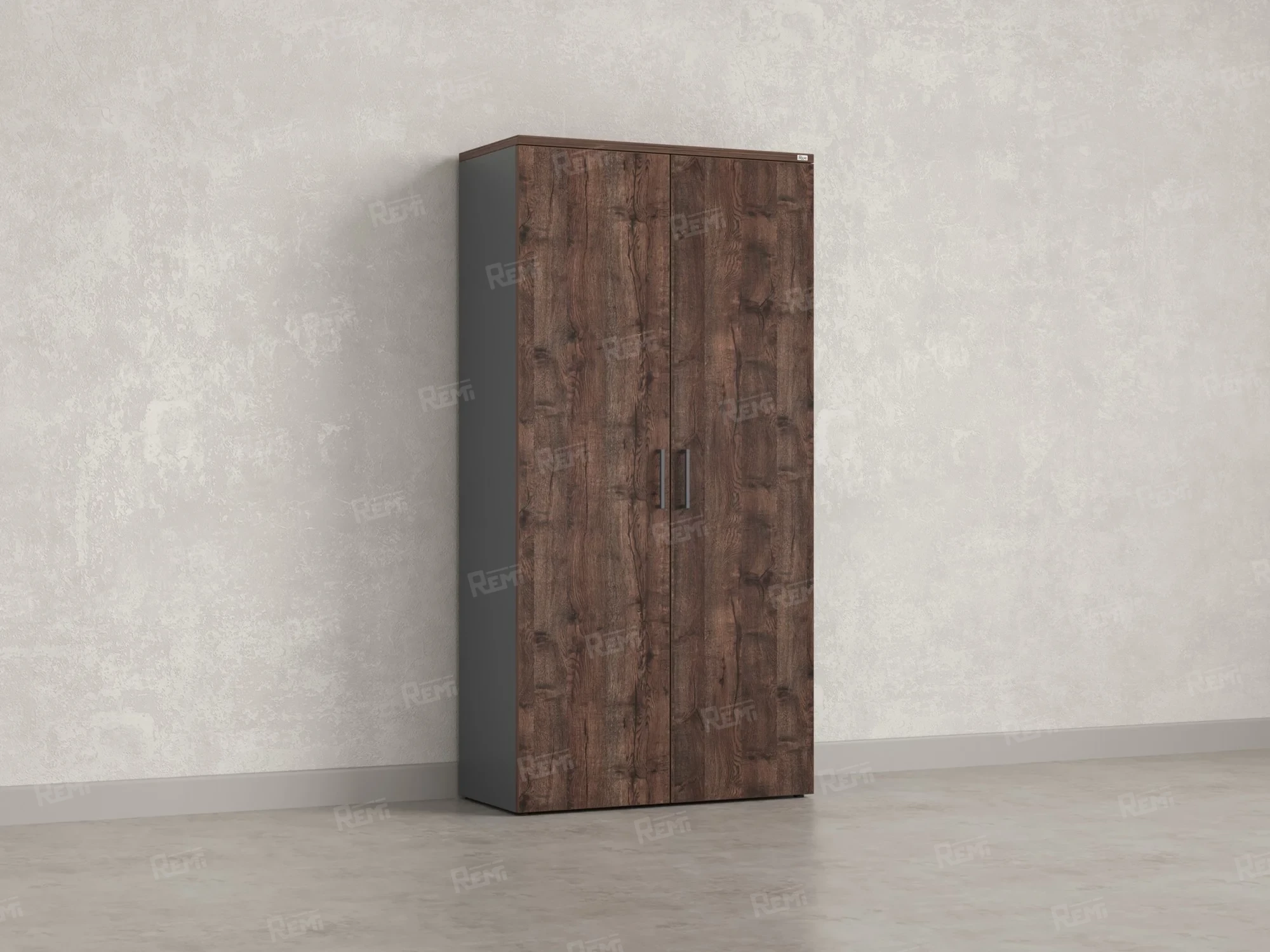 Шкаф распашной, регулируемые опоры, 5 уровней 900x420x1800 RM153-90x41 Дуб Апрельский шоколад/Серый