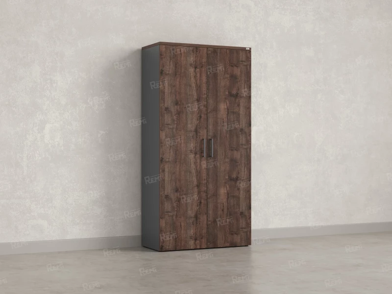 Шкаф распашной, регулируемые опоры, 5 уровней 900x420x1800 RM153-90x41 Дуб Апрельский шоколад/Серый