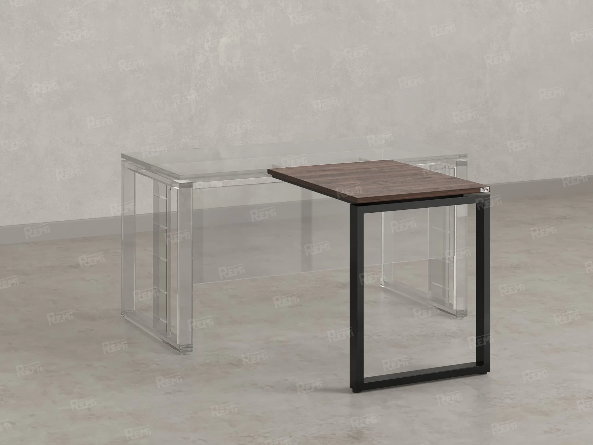 Брифинг прямой, с парящей столешнецей, на О-образном каркасе 900x800x750 RM072-9x8 Дуб Апрельский шоколад/Черный