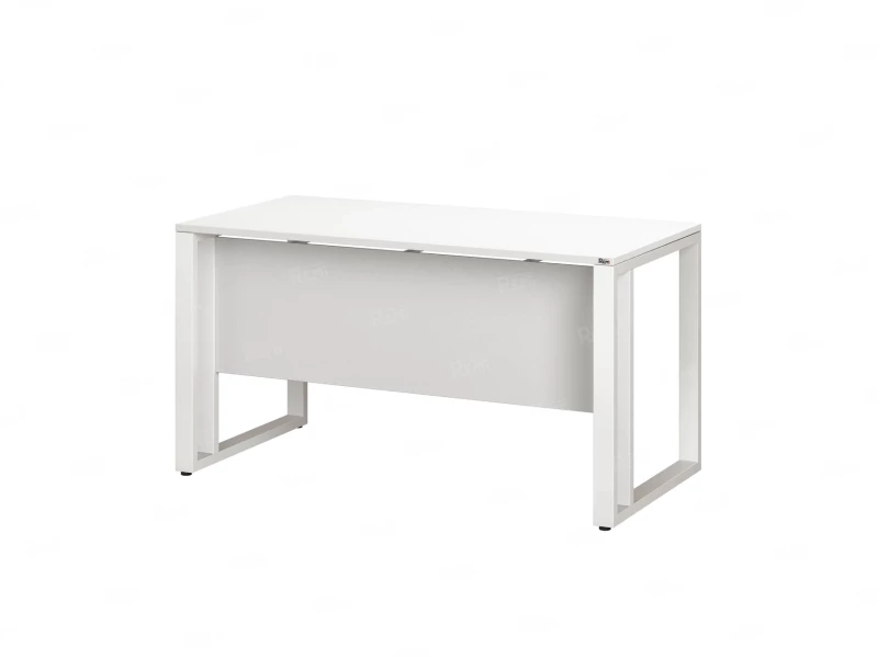 Стол прямой на О-образных опорах с экраном ЛДСП 1200x800x750 RM041-12x8 Белый/Белый