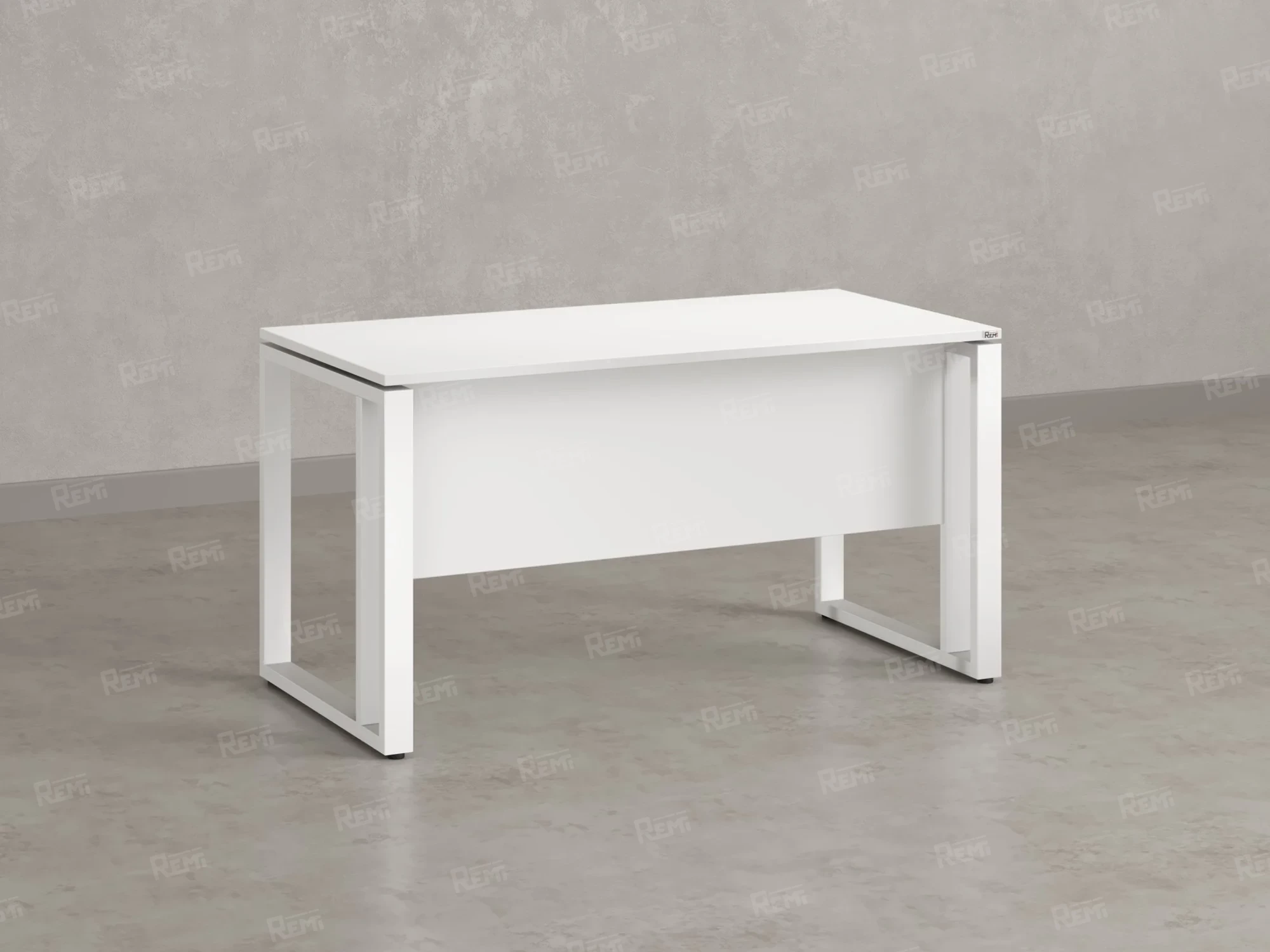 Стол прямой на О-образных опорах с экраном ЛДСП 1200x800x750 RM041-12x8 Белый/Белый