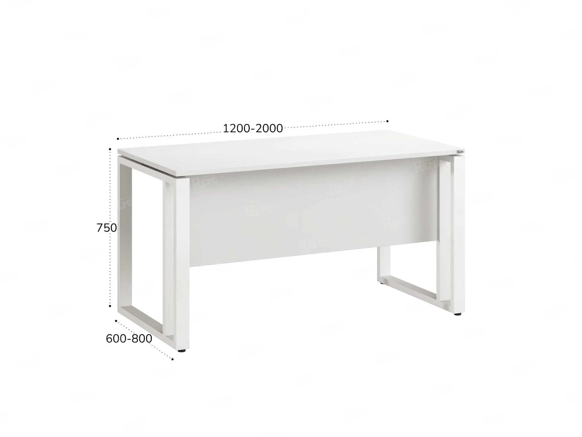 Стол прямой на О-образных опорах с экраном ЛДСП 1200x800x750 RM041-12x8 Белый/Белый