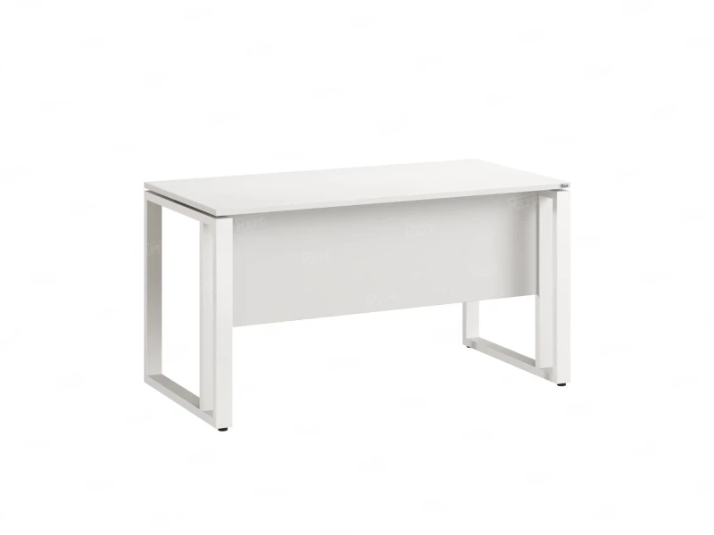 Стол прямой на О-образных опорах с экраном ЛДСП 1200x800x750 RM041-12x8 Белый/Белый