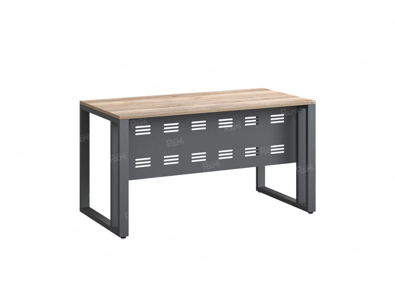 Стол прямой на О-образных опорах с металлическим экраном 1000x700x750 RM042-10x7 Дуб Маувелла/Серый